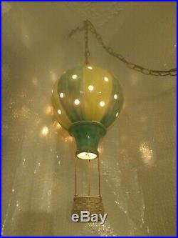 Vintage 1983 Ceramic Hot Air Balloon Hanging Night Light Lamp, Childrens Nursery