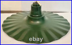 Vintage 20 Industrial Radial Wave Ruffled Light Fixture Shade Green Pendant