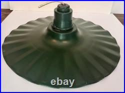 Vintage 20 Industrial Radial Wave Ruffled Light Fixture Shade Green Pendant