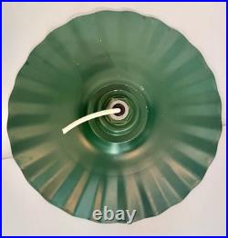 Vintage 20 Industrial Radial Wave Ruffled Light Fixture Shade Green Pendant