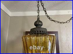 Vintage 28 Amber Root Beer Glass Hanging Light Lamp Chandelier BEAUTIFUL