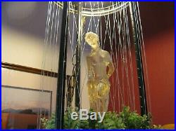 Vintage 28 Swag Hanging Light Rain Oil Nude Lady Goddess Pillar Lamp