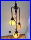 Vintage 3-Tier Light Swag Lamp Alabaster Glass Globe Shades Grape Vine 15' Chain