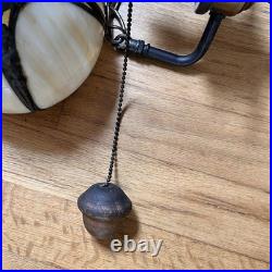 Vintage 3-Tier Light Swag Lamp Alabaster Glass Globe Shades Grape Vine 15' Chain