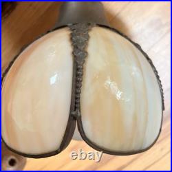 Vintage 3-Tier Light Swag Lamp Alabaster Glass Globe Shades Grape Vine 15' Chain