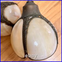 Vintage 3-Tier Light Swag Lamp Alabaster Glass Globe Shades Grape Vine 15' Chain