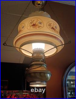 Vintage 3-WAY Farmhouse Swag Hanging Hurricane Milk Glass Light Floral NICE