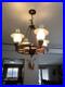 Vintage 4 Light Wagon Wheel Hanging Chandelier Lamp Light Fixture 18