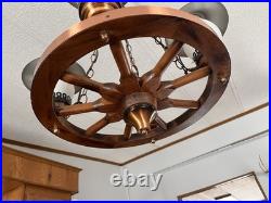 Vintage 4 Light Wagon Wheel Hanging Chandelier Lamp Light Fixture 18