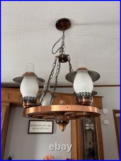 Vintage 4 Light Wagon Wheel Hanging Chandelier Lamp Light Fixture 18
