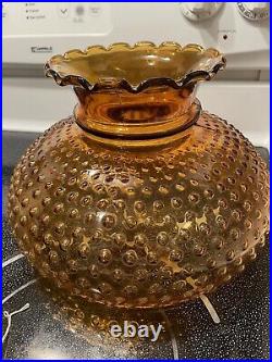 Vintage 60's 70's Amber Glass Swag Lamp Light Hop nail Glass