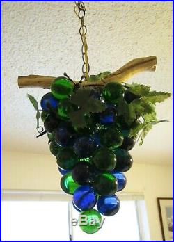 Vintage 60's Large Lucite Acrylic Grape Cluster Retro Hanging Swag Lamp Light