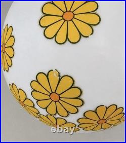 Vintage 60's MCM Milk Glass Globe Daisy Pendant Swag Hanging Lamp Light
