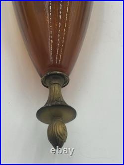 Vintage 60s-70s Amber Glass Globe Swag Hanging Light with 23