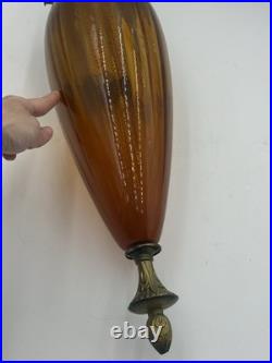 Vintage 60s-70s Amber Glass Globe Swag Hanging Light with 23