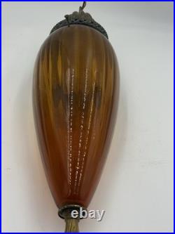 Vintage 60s-70s Amber Glass Globe Swag Hanging Light with 23