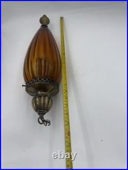 Vintage 60s-70s Amber Glass Globe Swag Hanging Light with 23