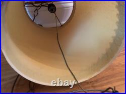 Vintage 60s/70s MCM Pendant Style Acacado Green Drum Style Swag Light Glass Base