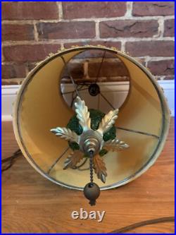 Vintage 60s/70s MCM Pendant Style Acacado Green Drum Style Swag Light Glass Base
