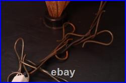 Vintage 60s MCM Bubble Amber Glass Swag Lamp Frosted Caged Pendant Light Murano
