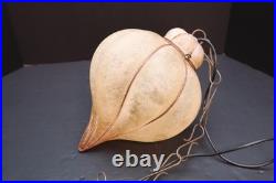 Vintage 60s MCM Bubble Amber Glass Swag Lamp Frosted Caged Pendant Light Murano