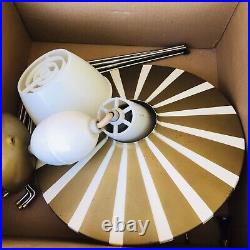 Vintage 60s Moe Lighting Ceiling Saucer Lamp MCM Atomic Stripes FOR PARTS In Box