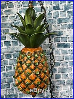 Vintage 70s Funky Quirky Pineapple Marbles Hanging Chain Swag Light Lamp Repair