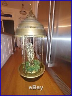 Vintage 70s Lrg 3 Goddess Hanging Swag Rain Oil Lamp 36 Tall Tested & Working