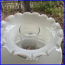 Vintage 70s Quoizel Abigail Adams Blue Floral Hanging Swag Chandelier Lamp