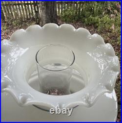 Vintage 70s Quoizel Abigail Adams Blue Floral Hanging Swag Chandelier Lamp