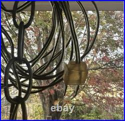 Vintage 70s Quoizel Abigail Adams Blue Floral Hanging Swag Chandelier Lamp