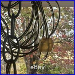 Vintage 70s Quoizel Abigail Adams Blue Floral Hanging Swag Chandelier Lamp