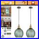 Vintage 7.8in Pendant Light 2-Light Green Hand Blown Glass Hanging Lamp for Ki