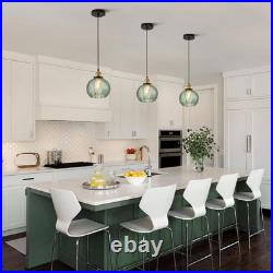 Vintage 7.8in Pendant Light 2-Light Green Hand Blown Glass Hanging Lamp for Ki