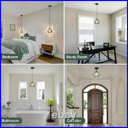 Vintage 7.8in Pendant Light 2-Light Green Hand Blown Glass Hanging Lamp for Ki