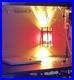 Vintage 8.5 Stained Glass Swag Hanging Pendant Lamp Amber/Burgundy Hexagon