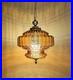 Vintage AMBER Glass FALKENSTEIN Hanging Light Swag Lamp Retro Diffuser Globe 70s