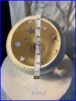 Vintage ARNELS Ceramic Celestial Star Swag Lamp Hanging Light Gold Chain Works