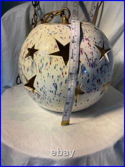 Vintage ARNELS Ceramic Celestial Star Swag Lamp Hanging Light Gold Chain Works