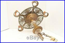 Vintage ART DECO Ceiling Light Lamp Fixture Pendant Brass hanging chandelier 15