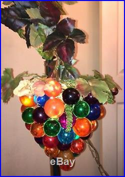 Vintage Acrylic Grape Swag Hanging Lamp Light Multi-Colored Re-Wired