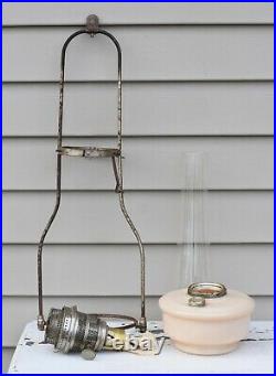 Vintage Aladdin Cream Glass Kerosene Oil Lamp Model B Hanging Lamp with Chimney