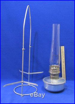 Vintage Aladdin Kerosene Lamp Aluminum Hanging with Glass Chimney Hanger & Shade