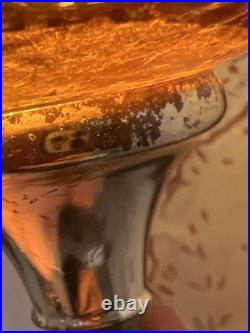 Vintage Amber Glass Hanging Swag Lamp Grapes Embossed Globe Pull Chain Light