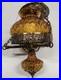 Vintage Amber Glass Hanging Swag Lamp Light Fixture