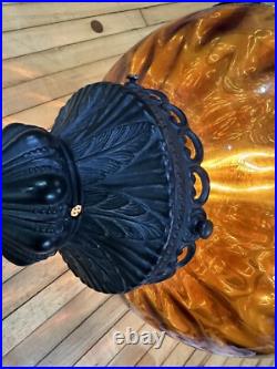 Vintage Amber Glass Pendant Light Ceiling Hanging Mid Century SWAG LAMP MCM