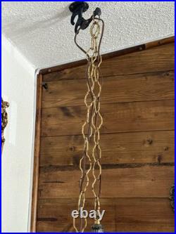 Vintage Amber Globe Hanging Swag Lamp Light