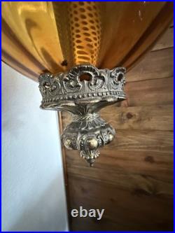 Vintage Amber Globe Hanging Swag Lamp Light