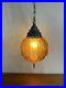 Vintage Amber Orange Swag Lamp Hanging Retro Hollywood Regency Antique Light