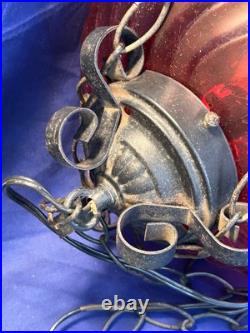 Vintage Amber Orange Yellow Bee Hive Beehive Hanging SWAG LIGHT Lamp Retro 9 Ft